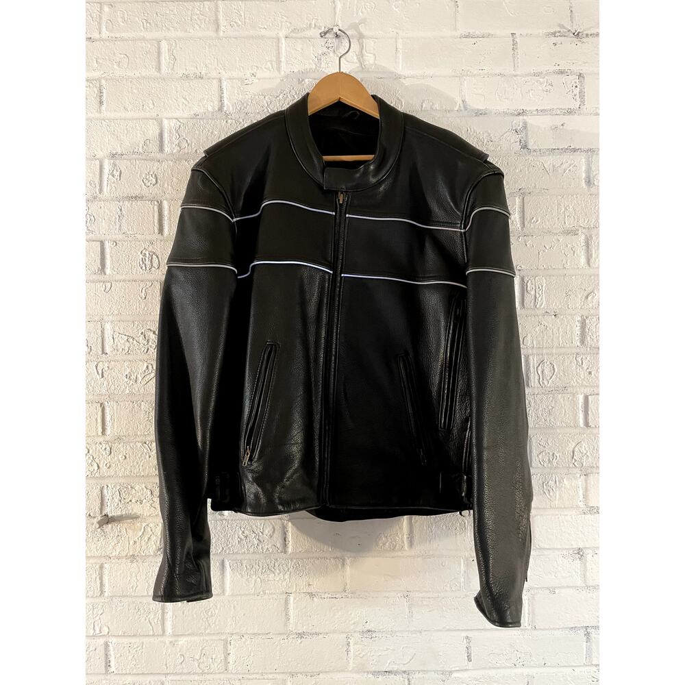 Motorcycle Biker Moto Jacket Men's | Heavyweight Leather | Fits XL | Unbranded